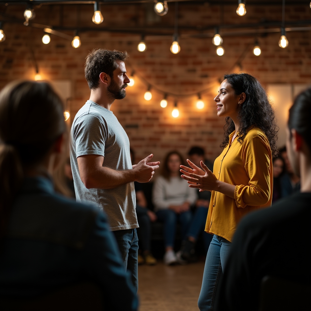 Sesión de role-playing para practicar comunicación asertiva